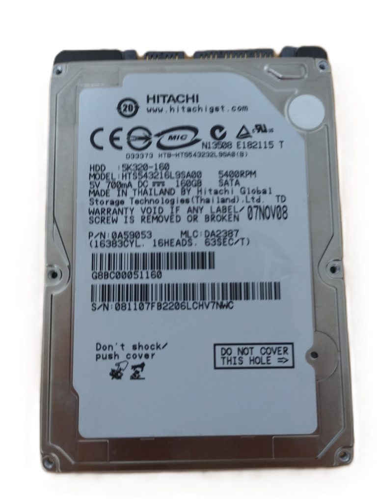 Hitachi HTS543216L9SA00 disque 2.5 pouce 5400rpm 160GB