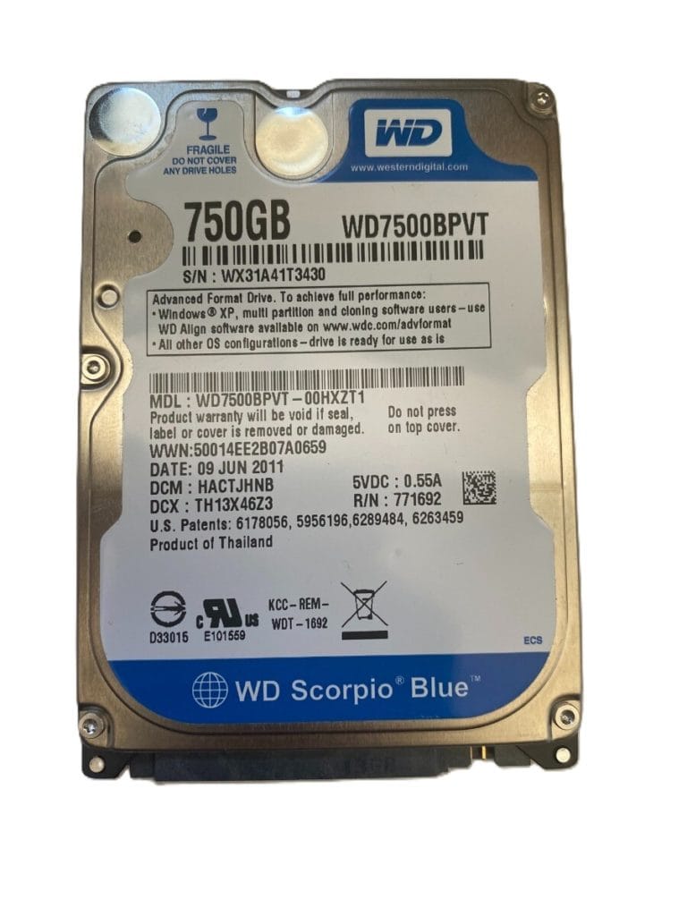 Western Digital Scorpio BLEU WD7500BPVT disque 2.5 pouce 5400rpm 750GB